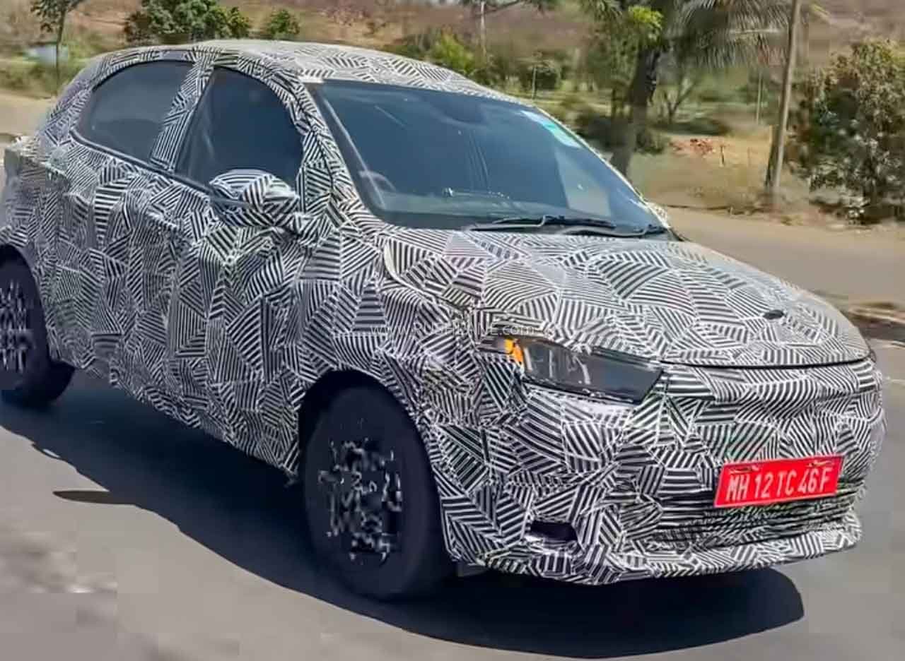 Tata Tiago EV seen during testing