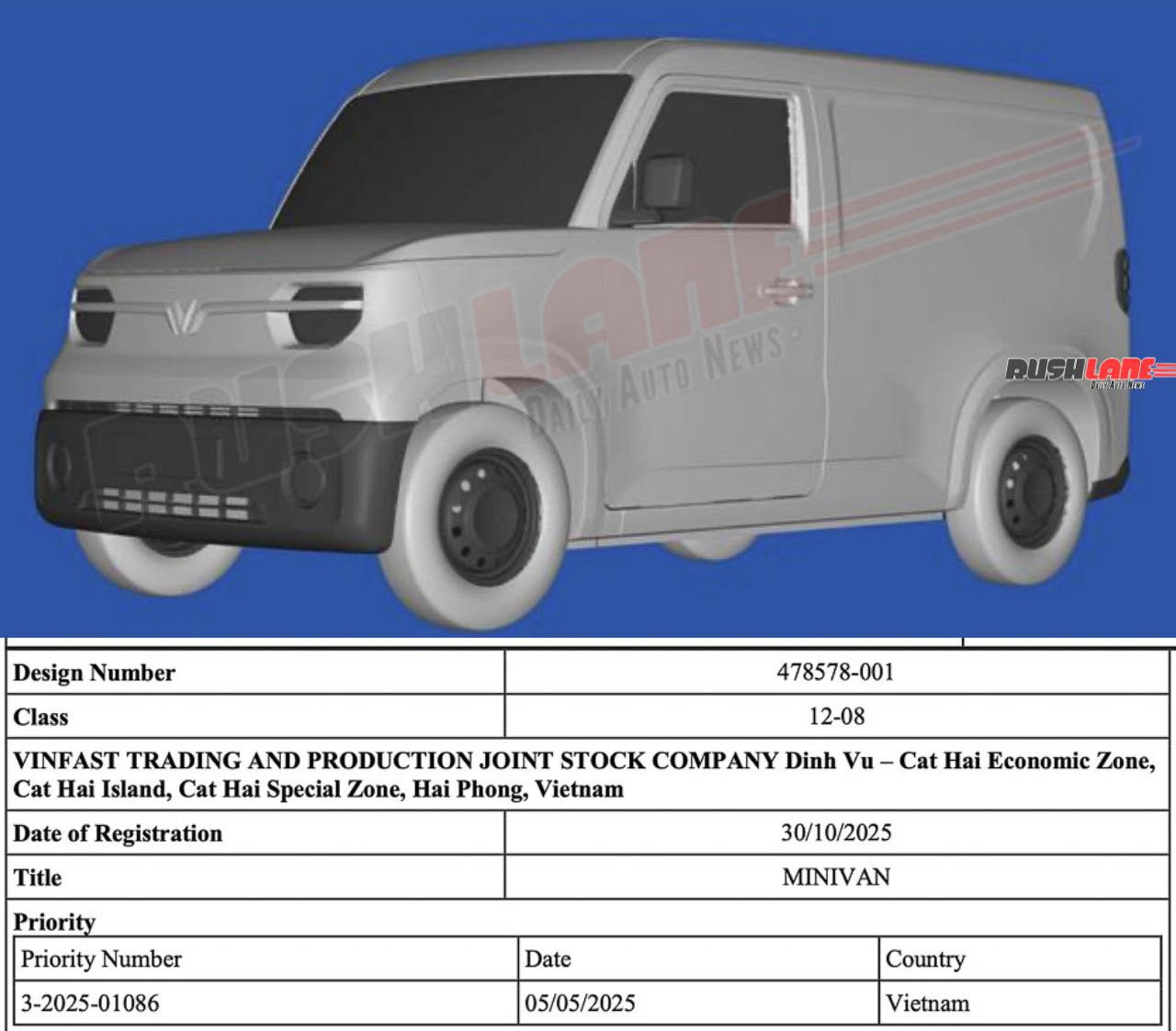 VinFast EC Van Design Patented in India