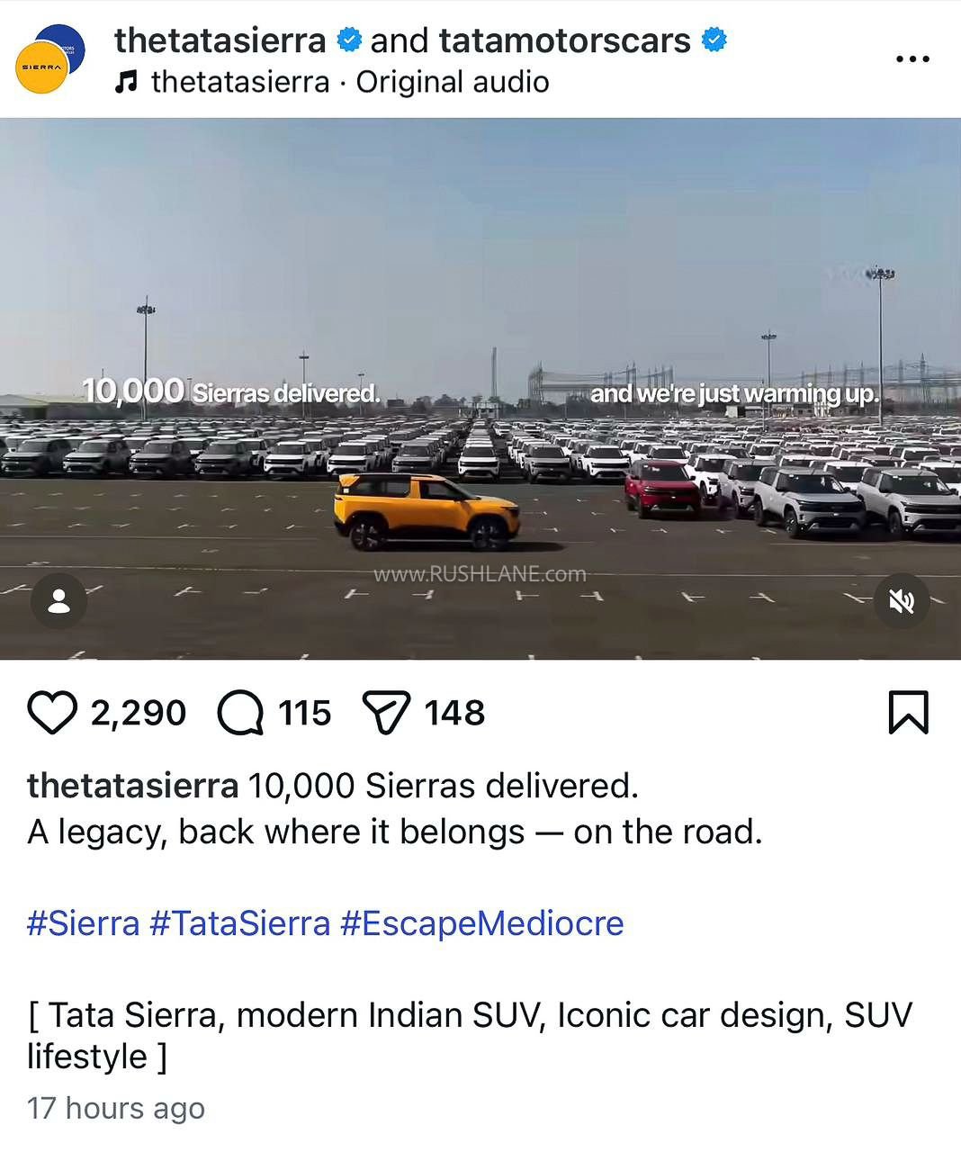 Tata Sierra delivery crosses Rs 10 thousand