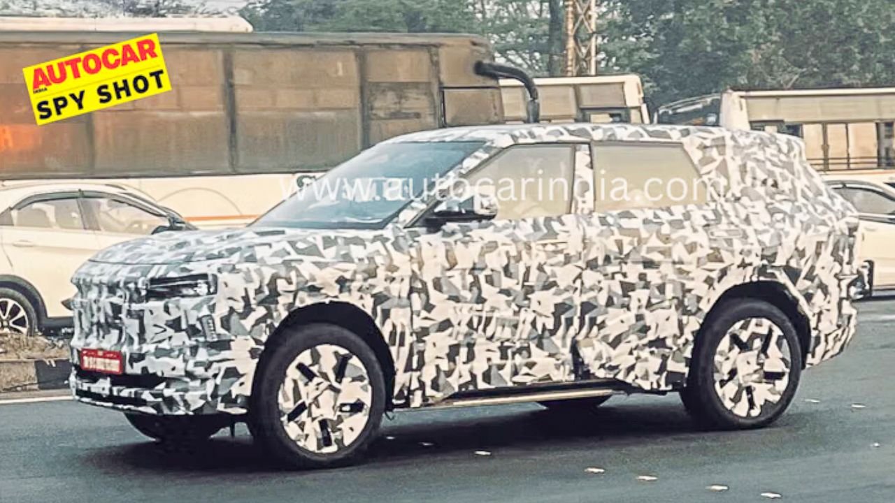 Mahindra B07 electric SUV spied