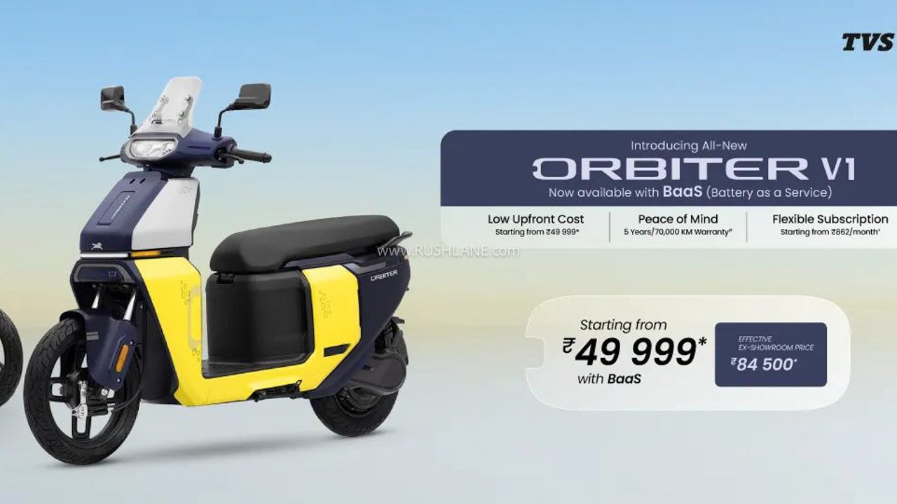 TVS Orbiter V1 base variant launched with BaaS