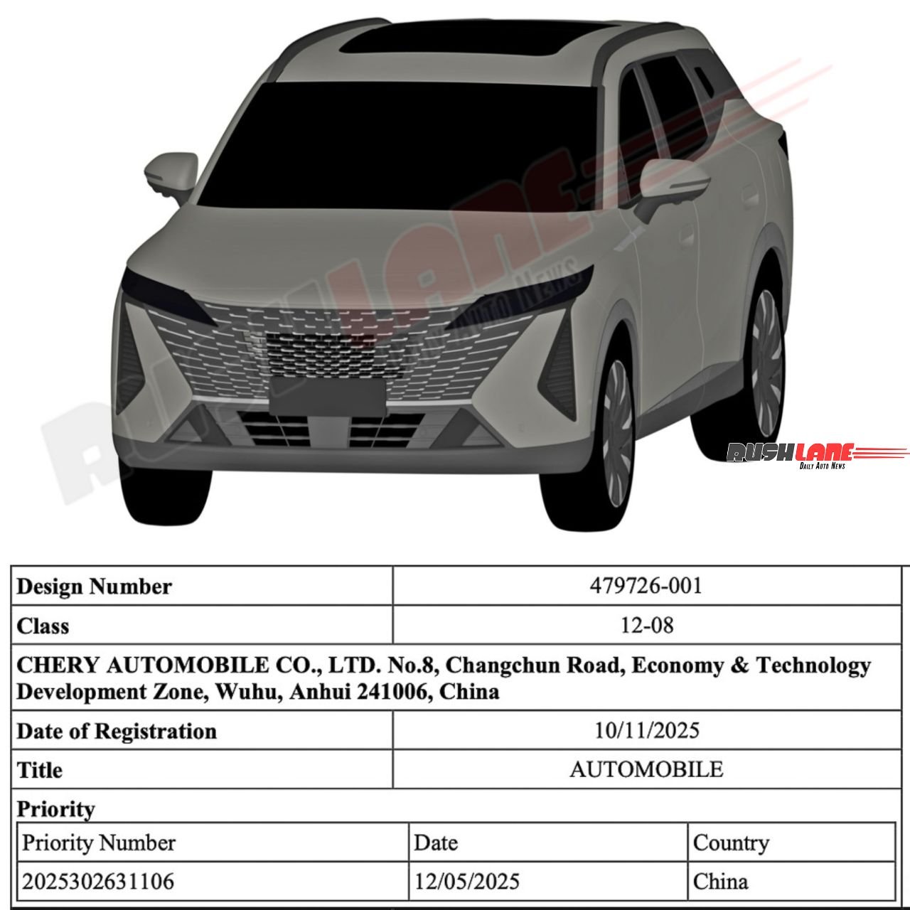 Chery Tiggo 7L patented in India
