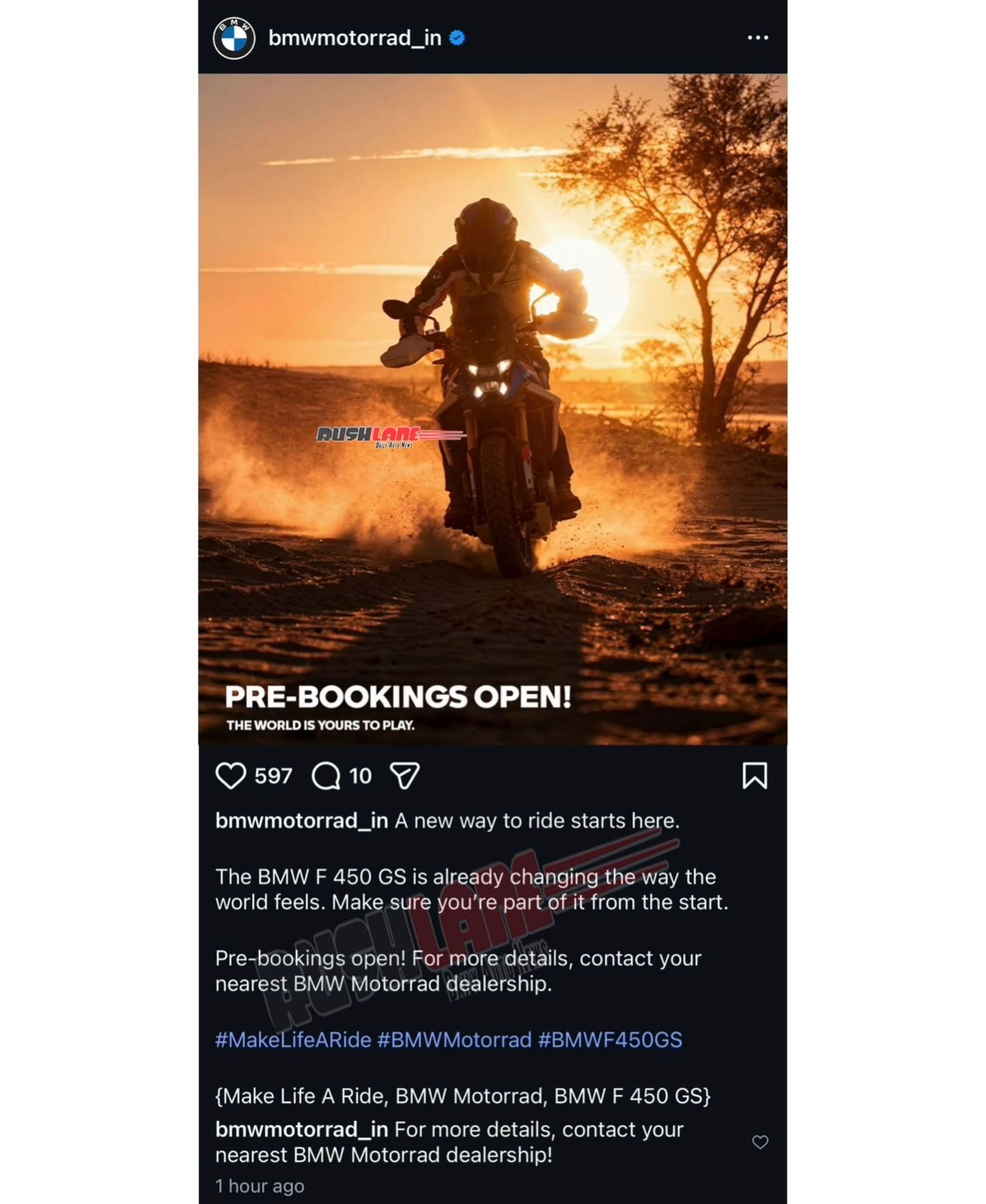 Pre-booking of BMW F 450 GS begins