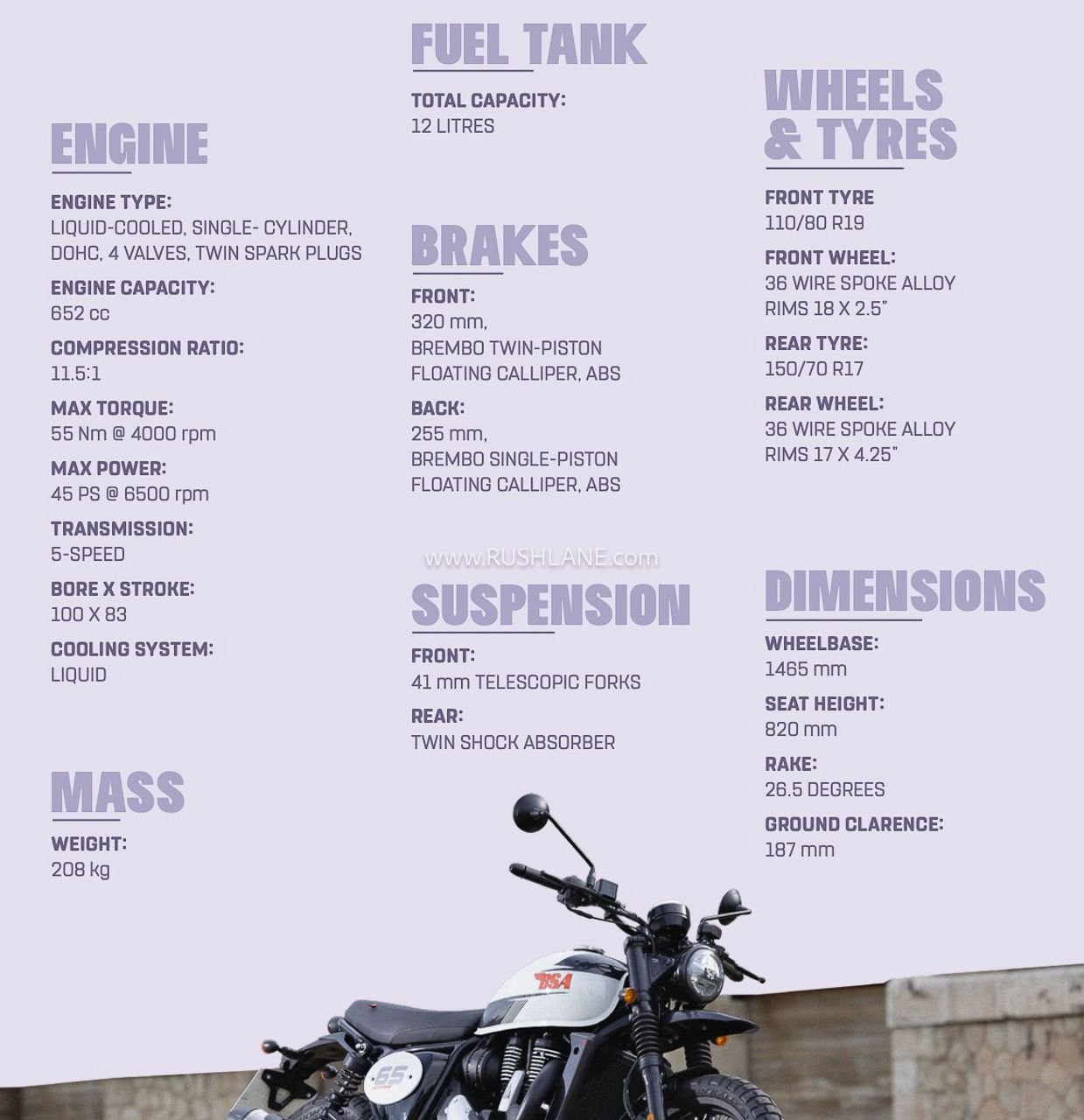 New BSA Scrambler 650 Specifications