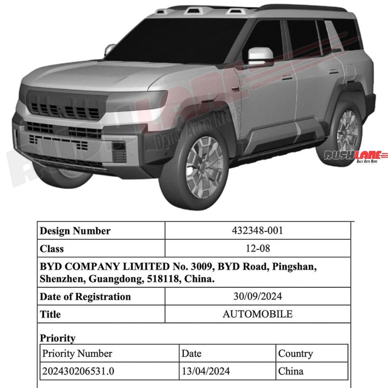 BYD Leopard 8 patented in India