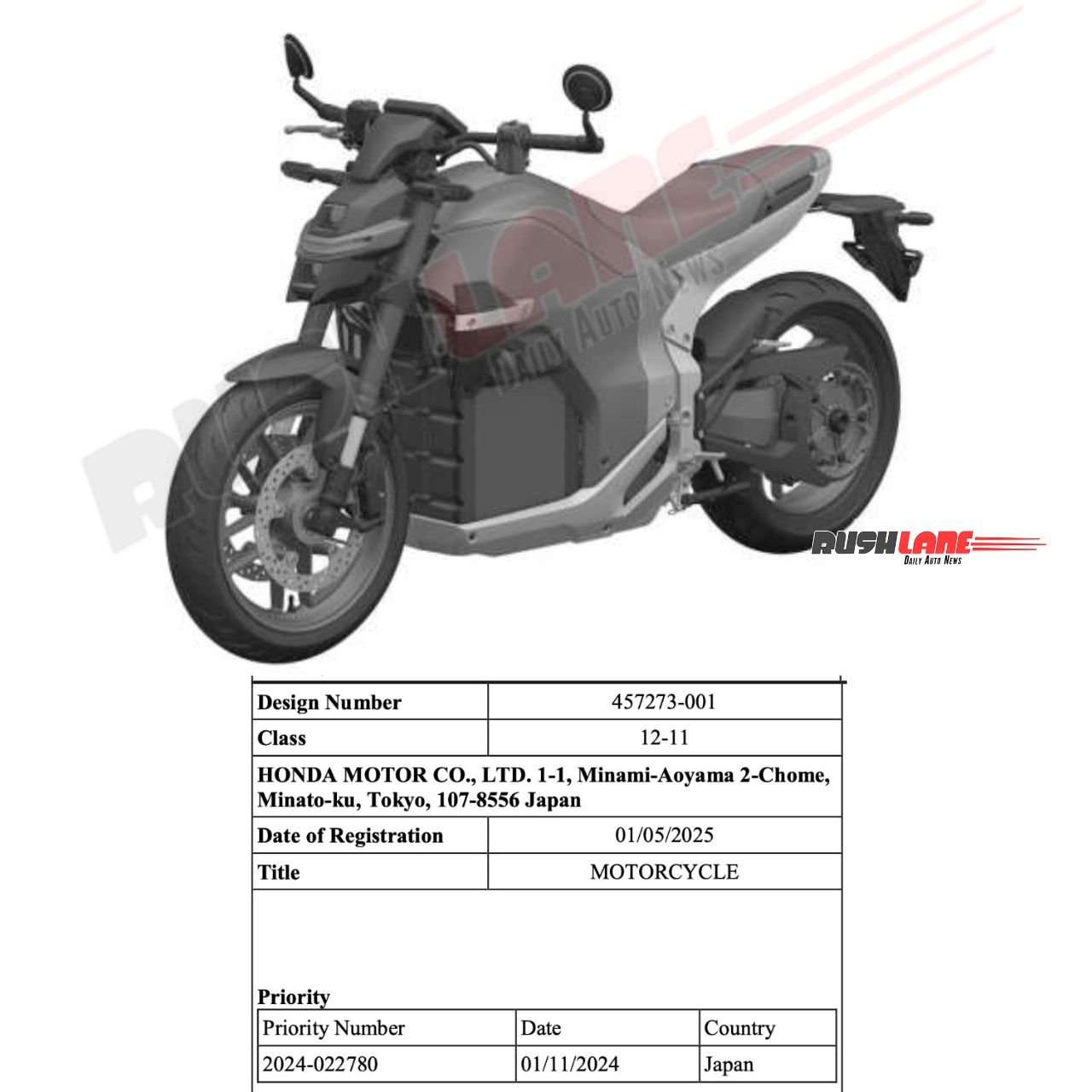 Honda WN7 electric motorcycle patented