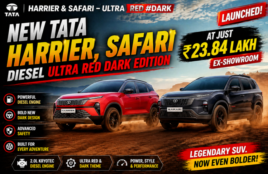 New Tata Harrier, Safari Diesel Ultra Red Dark Edition launched at Rs 23.84 lakh