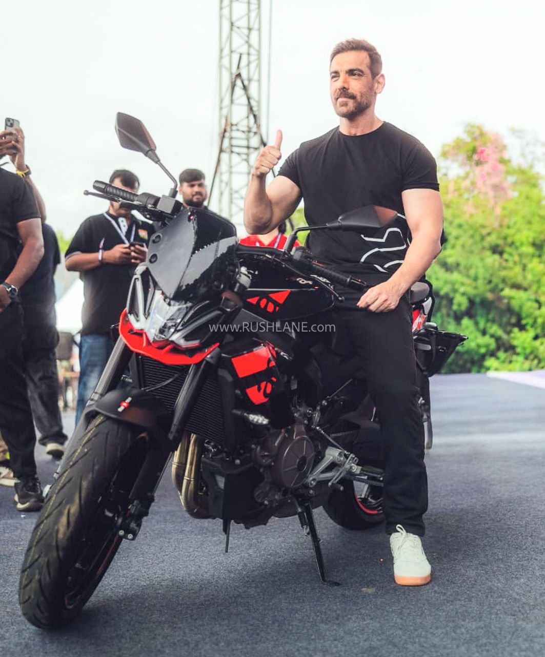 John Abraham at the launch of 2026 Aprilia Tuono 457 Special Edition