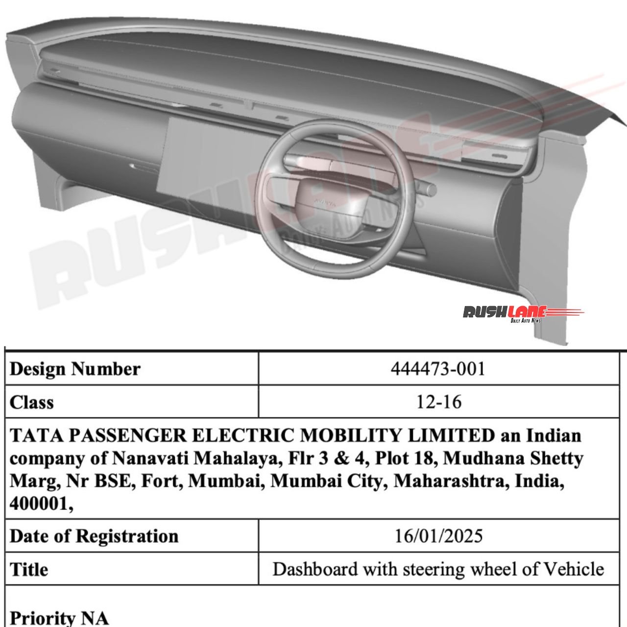 Tata Avinya dashboard design patent leaked