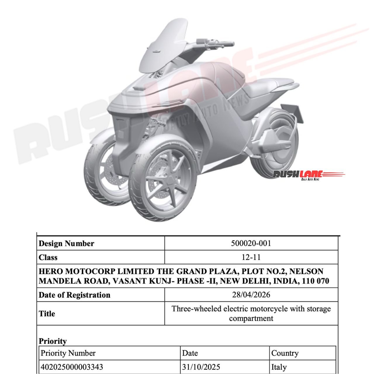Hero Vida Nex 2 Design Patent