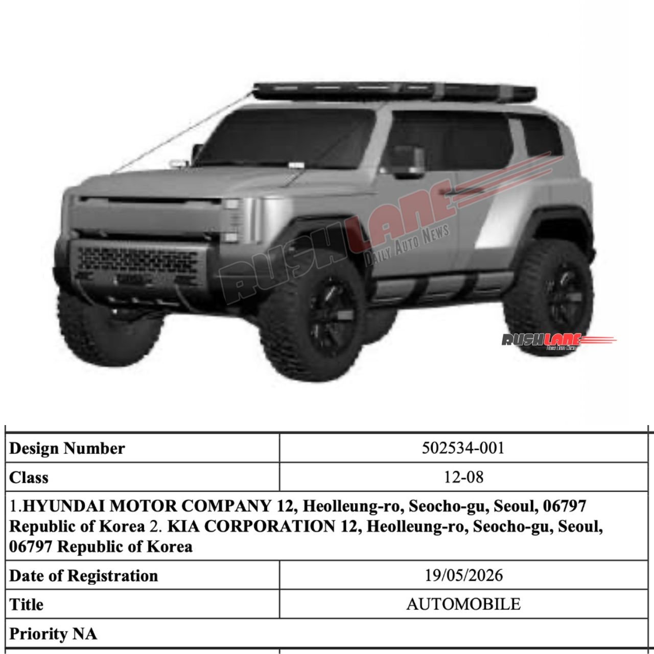Hyundai Boulder SUV concept patented in India